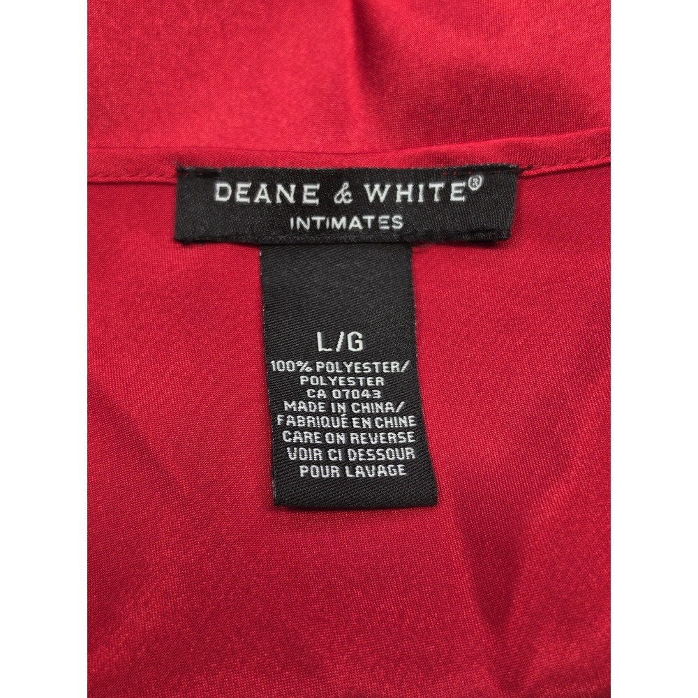 Deane & White Satin Slip Dress Sz Large Lace Trim Chemise Lingerie Red Goth 3316 - Picture 8 of 10